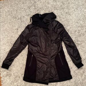 Women's Black Hooded Reversible Rain Jacket